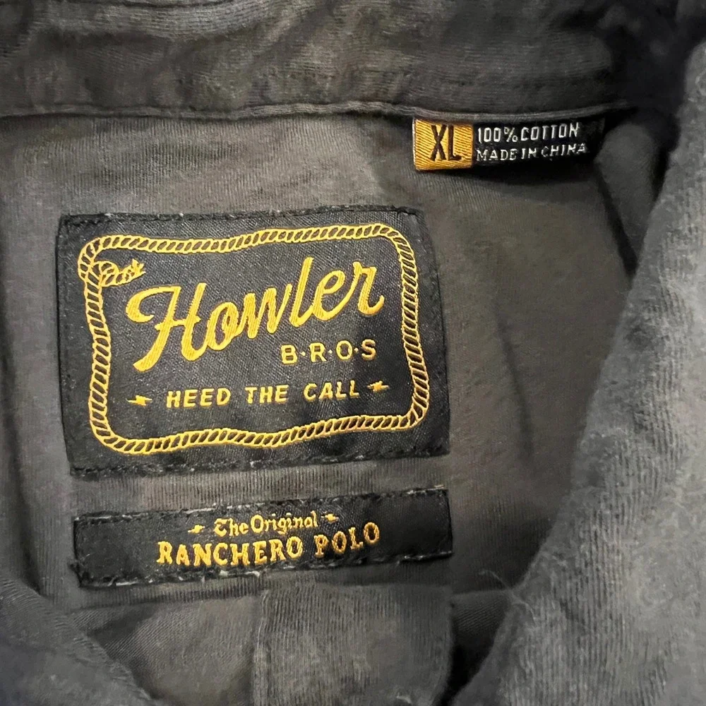 Howler Brothers Ranchero Polo Mens XL Antique Black Western Snap Pocket Shirt